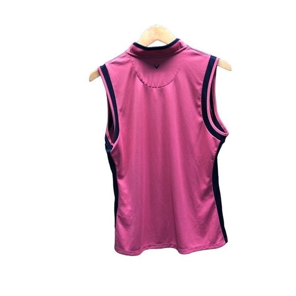 Callaway Size Large Pink Black 1/4 Zip Sleeveless Golf Shirt - Picture 2 of 4